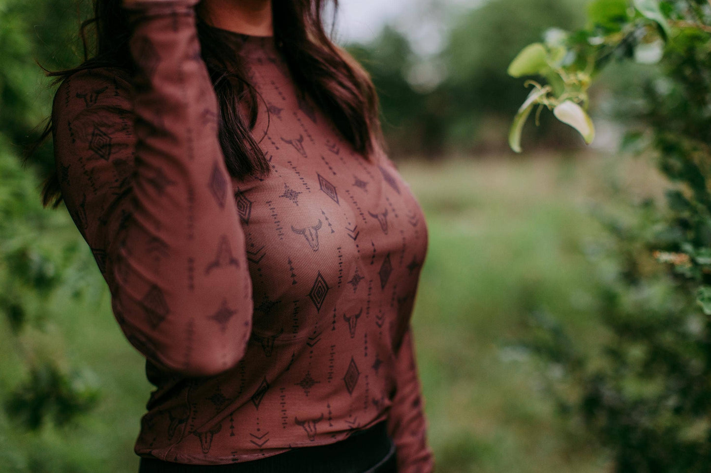 Aztec LS Mesh Top - Brown