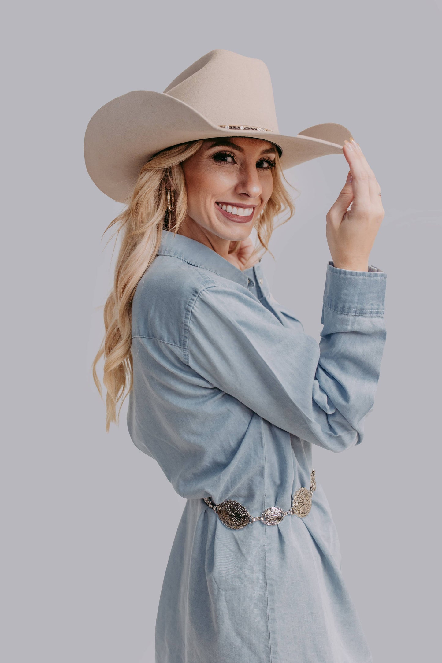 Studded Pearl Snap Shirt Dress