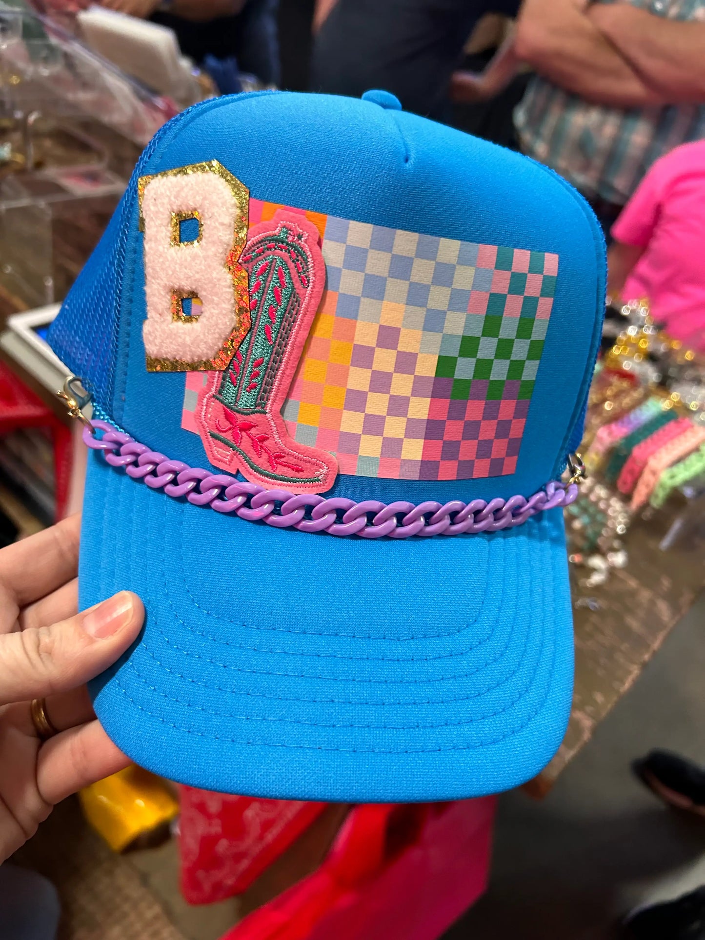 Colorful Checkerboard Pattern Trucker Hat