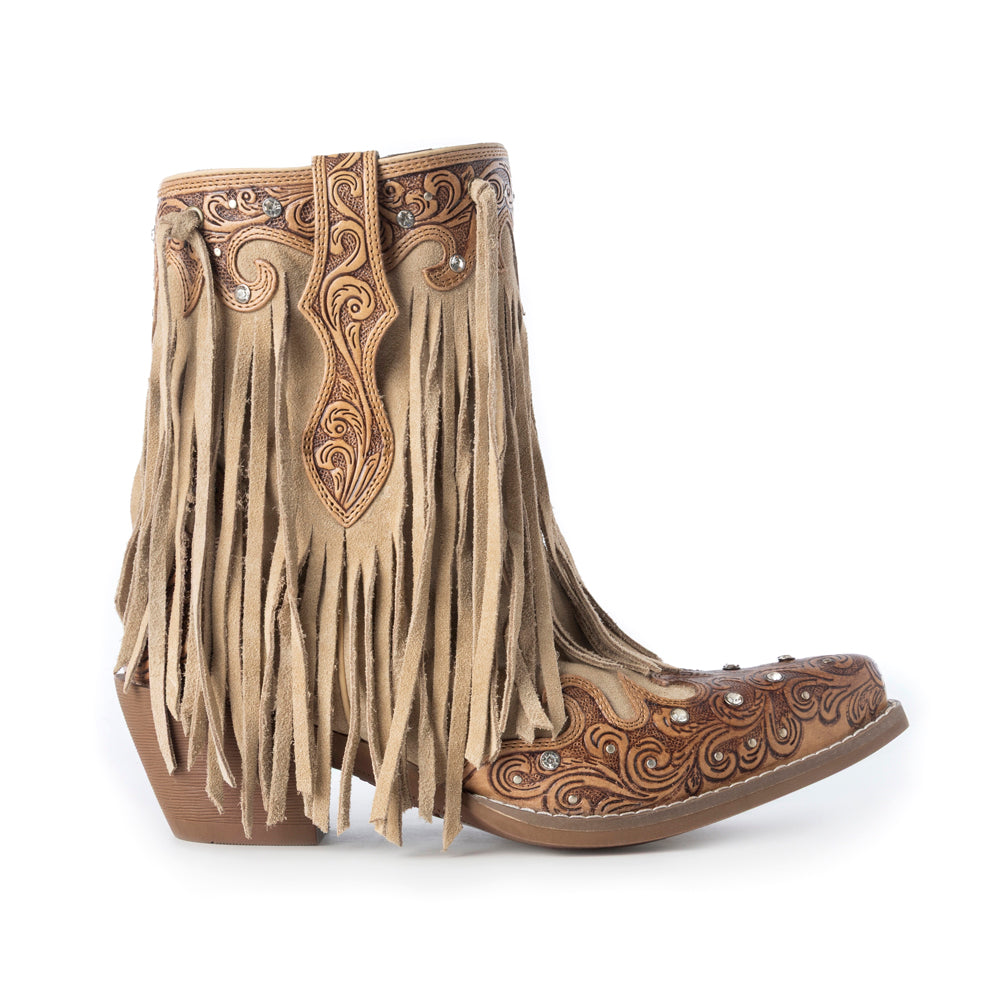 Myra Nashville Nights Fringe Boots for Women in Ember, Handtooled