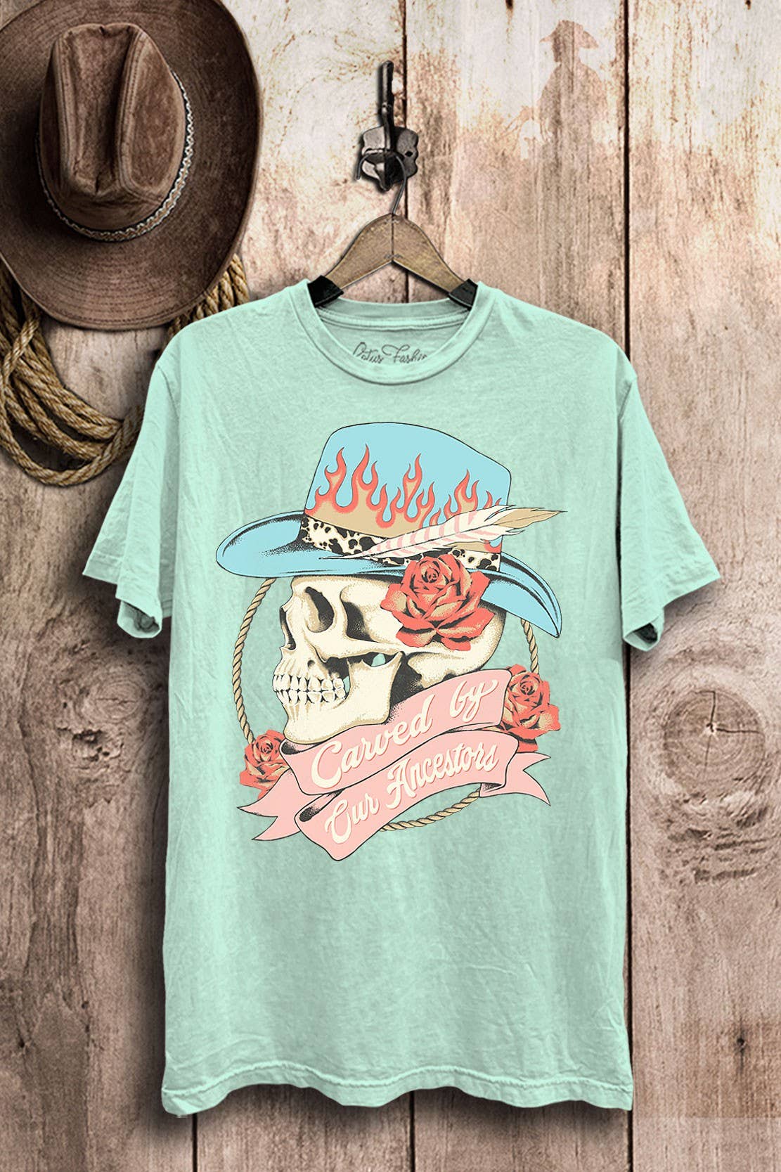 Carved by Our Ancestors Western Skull Graphic Top