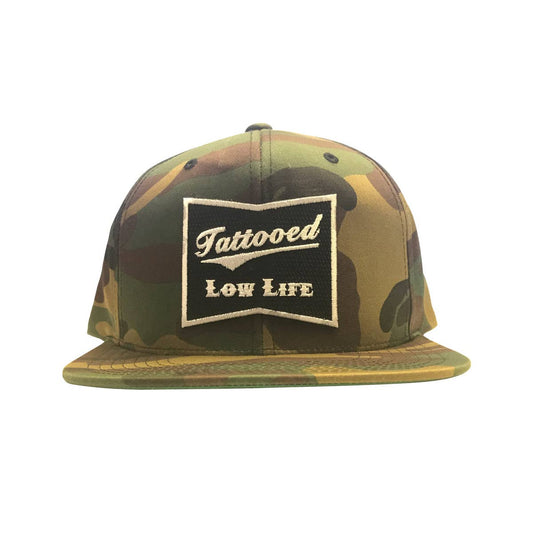 Tattooed Low Life Snap Back Hat Green Camo