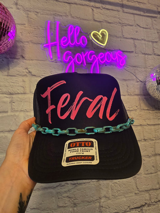 Feral Graphic Trucker Hat & Turquoise Chain