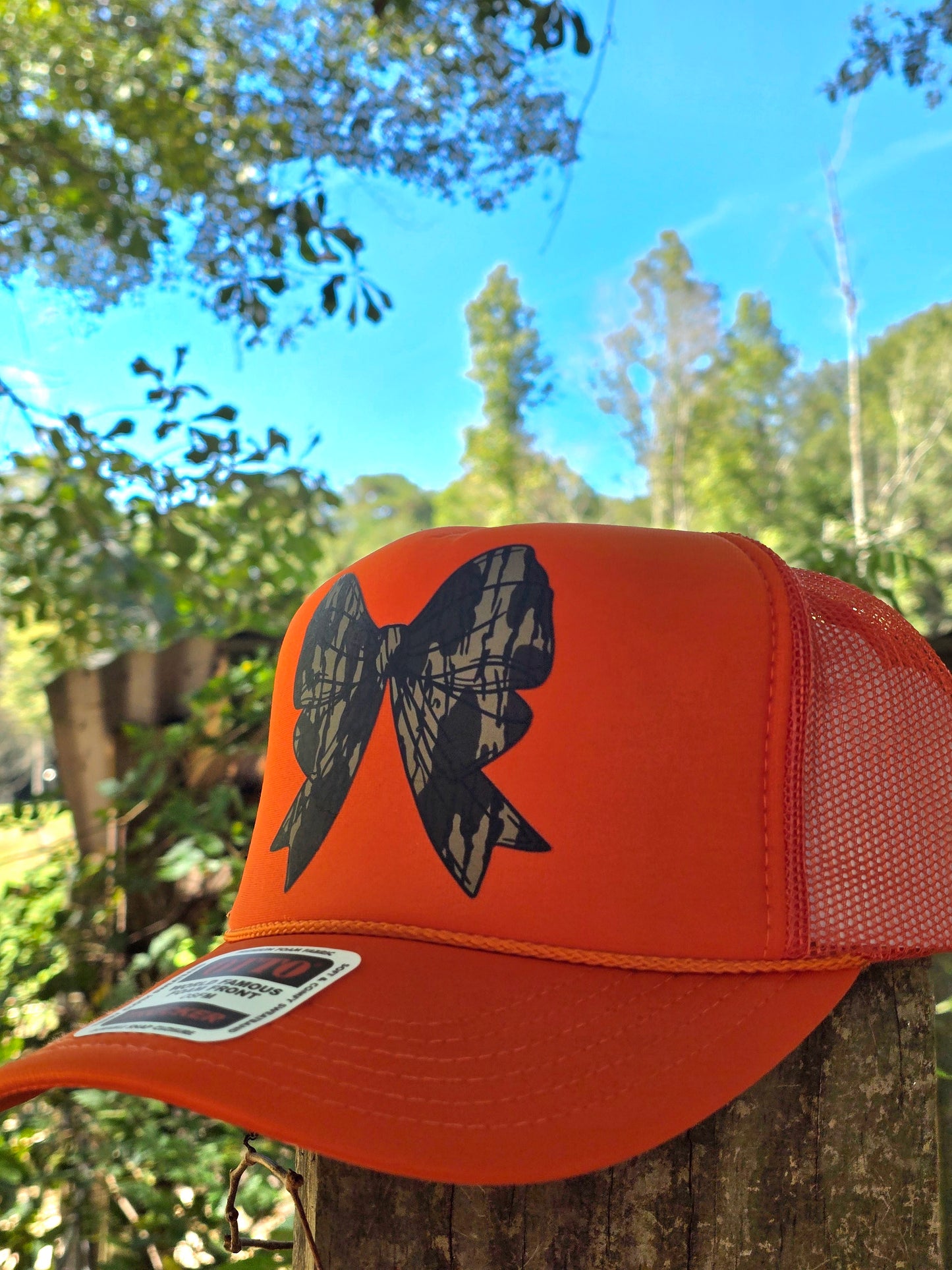 ๐งก Hunter Orange & Camo Bow Trucker Hat ๐ฆ