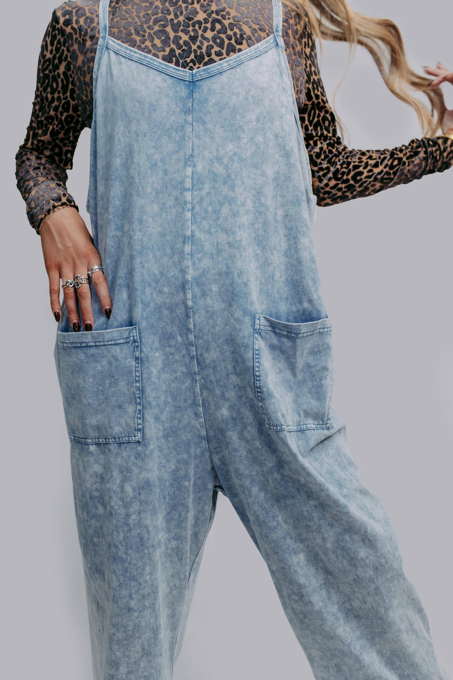 Acid Washed Jumpsuit - Blue