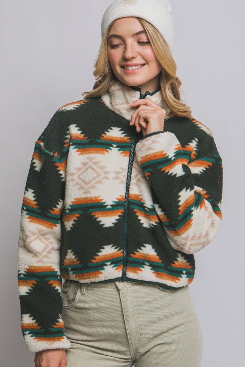 Aztec Sherpa Full Zip Jacket