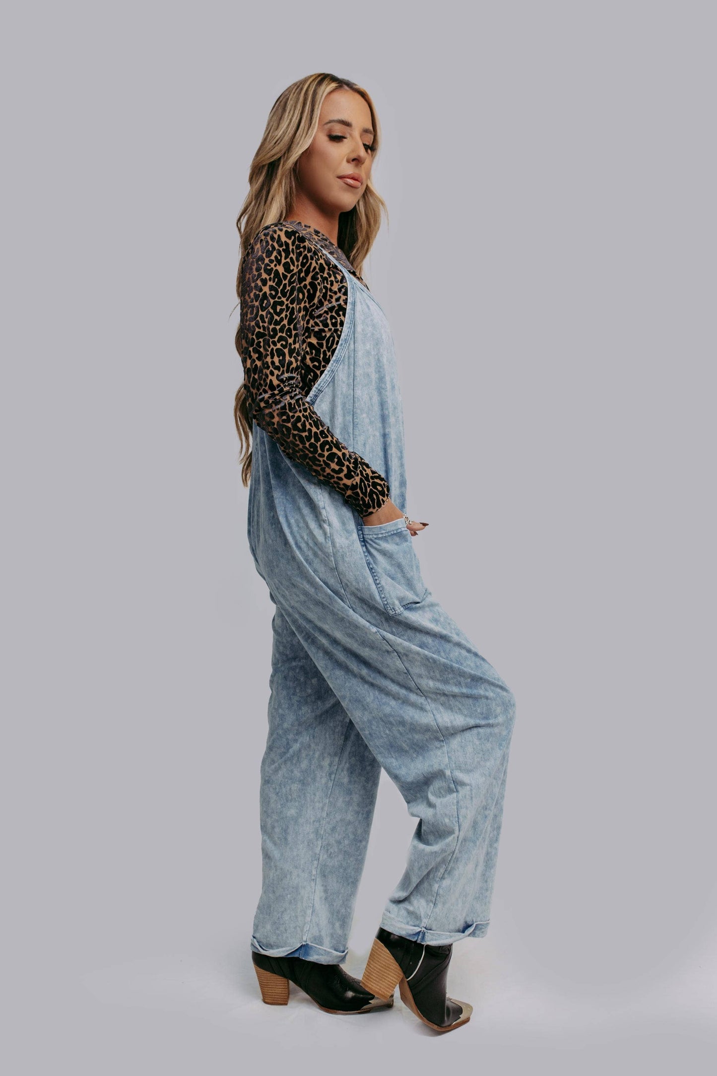 Acid Washed Jumpsuit - Blue