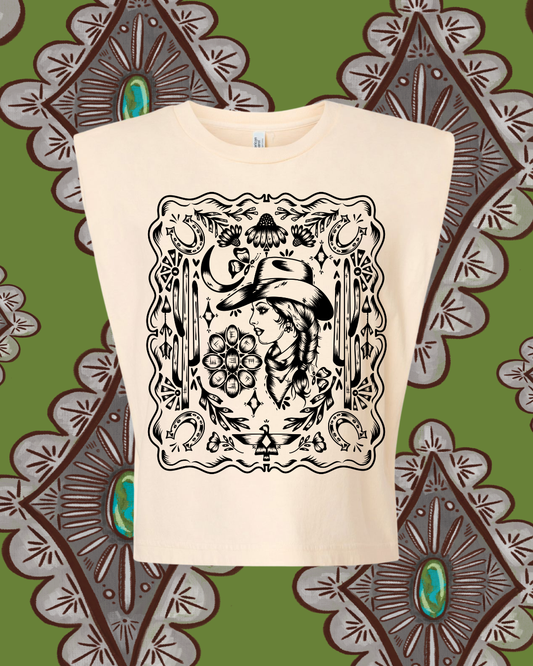 Cowgal Suzzie Muscle Tee Cream