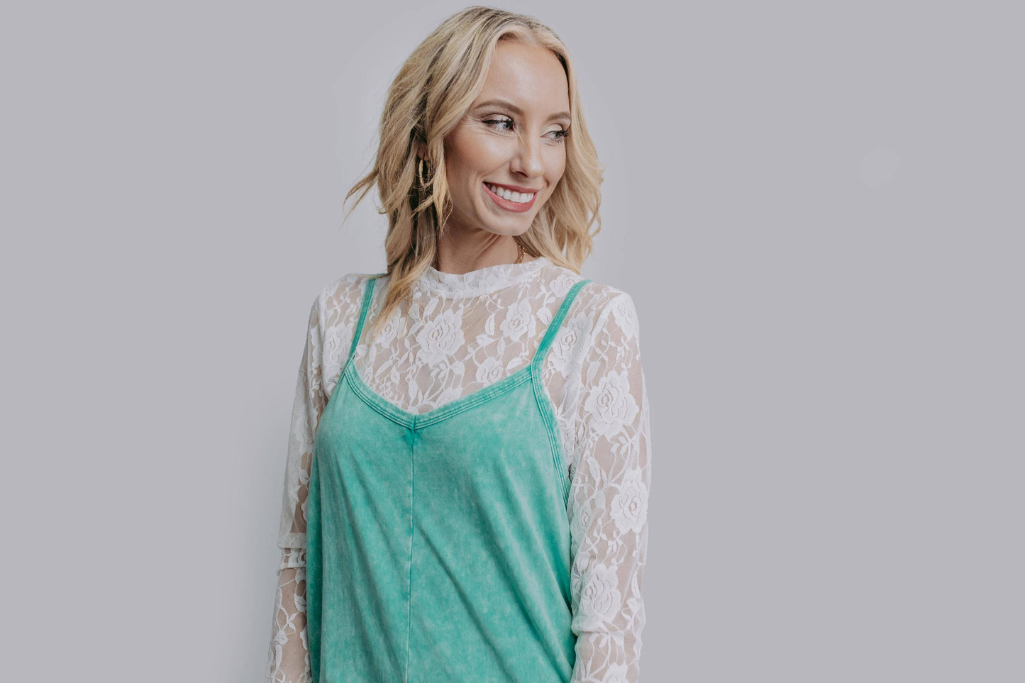 Acid Washed Jumpsuit - Turquoise