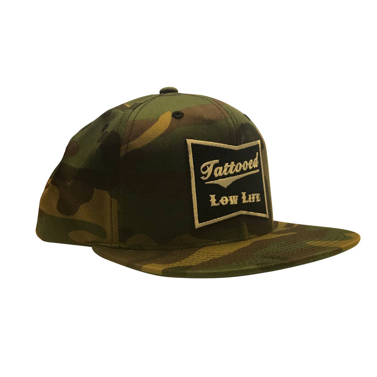 Tattooed Low Life Snap Back Hat Green Camo