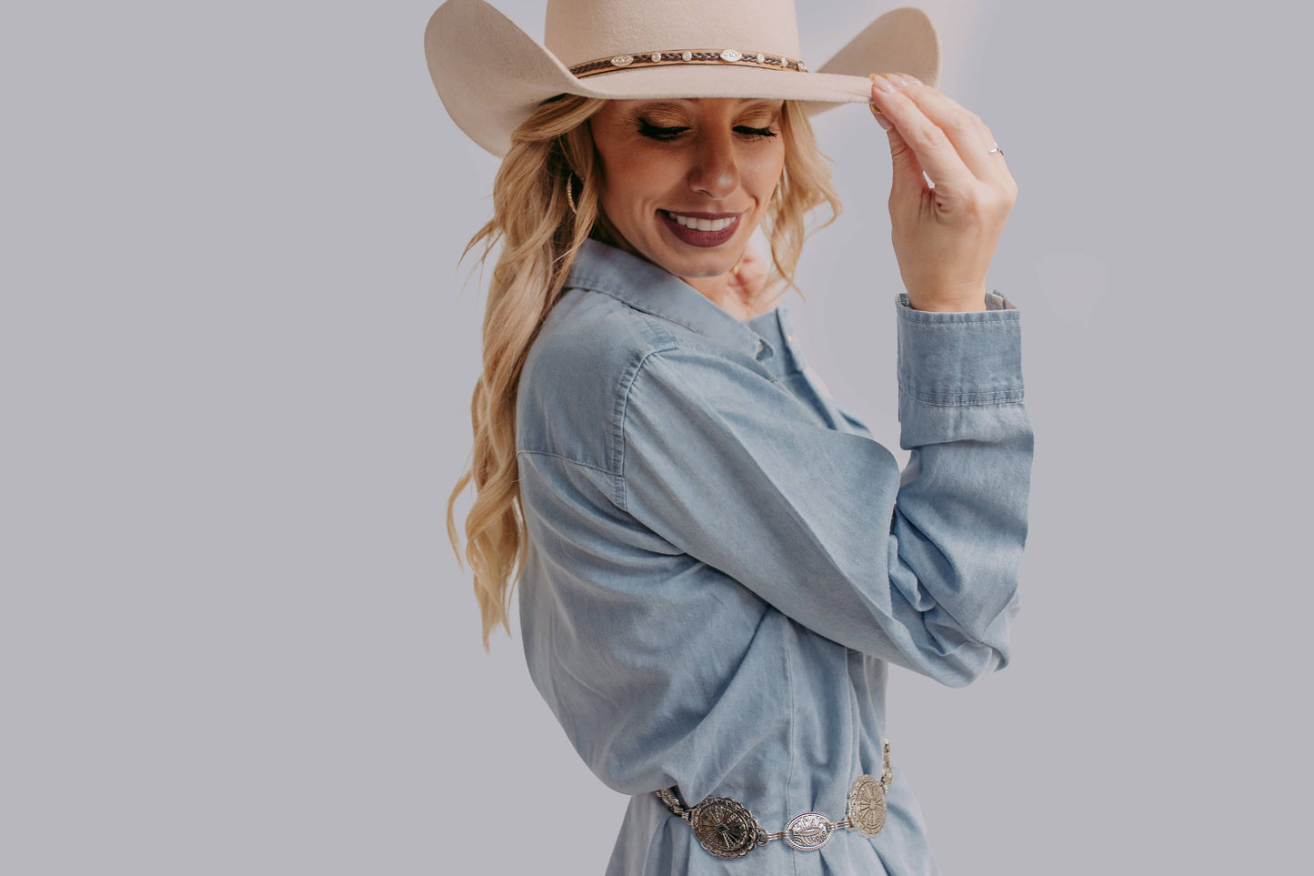 Studded Pearl Snap Shirt Dress