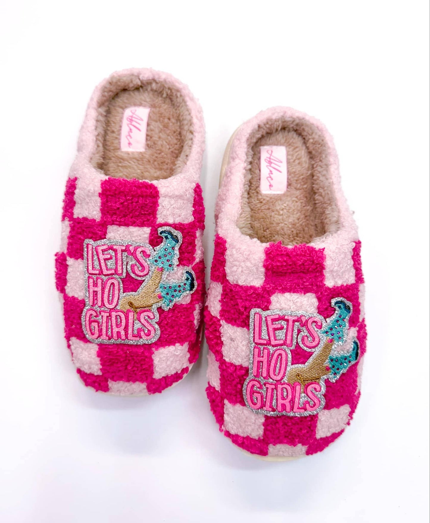 Hot Pink Checkered Warm Slippers