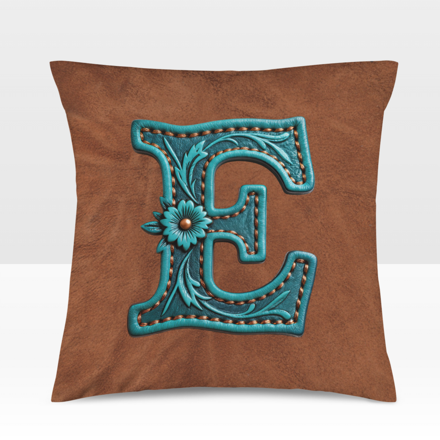 Velvety Soft Western Tooled Initial Personalized Pillow Cover Made in America