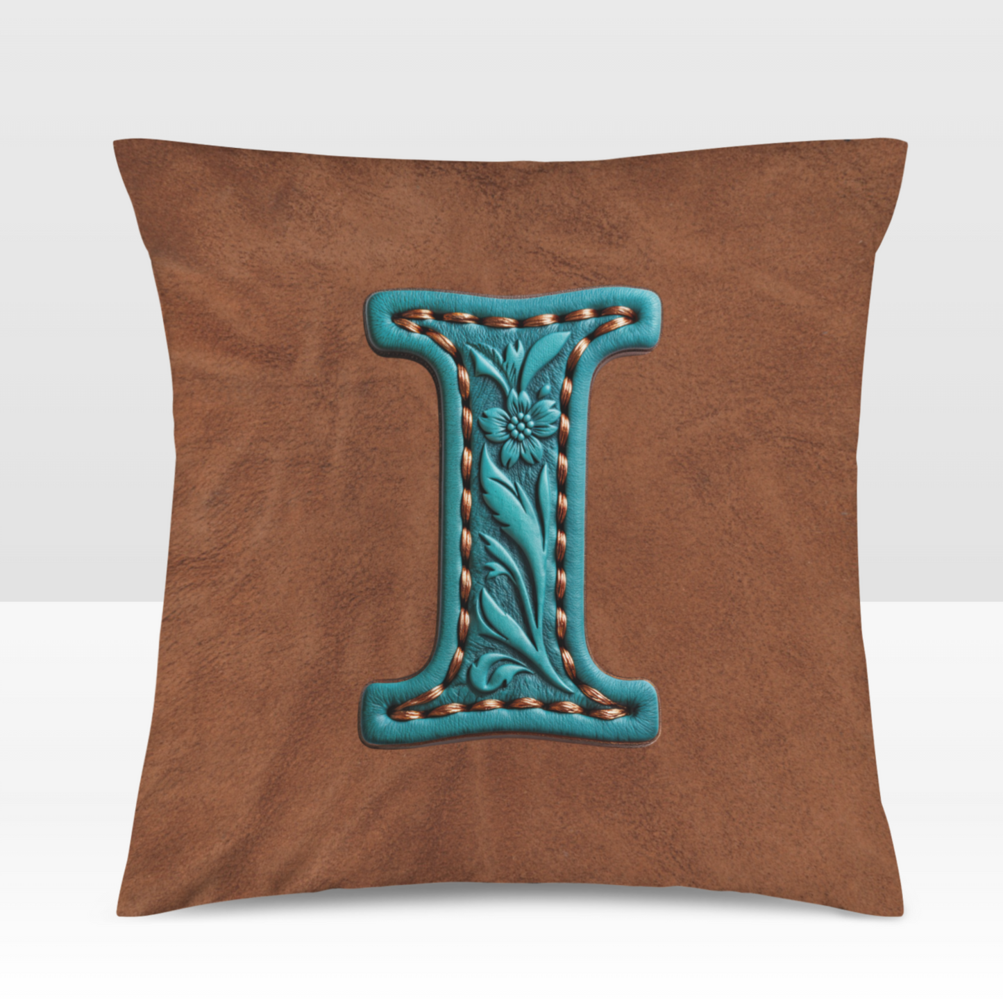 Velvety Soft Western Tooled Initial Personalized Pillow Cover Made in America