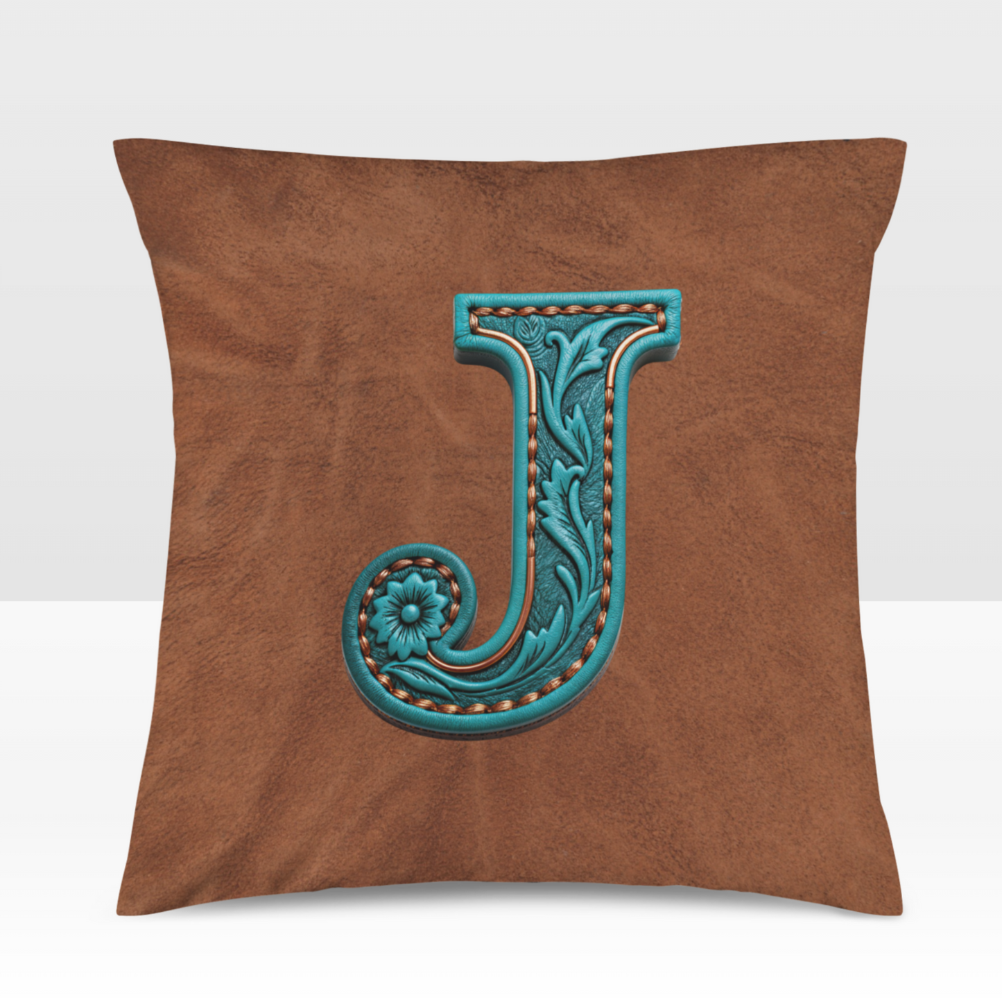 Velvety Soft Western Tooled Initial Personalized Pillow Cover Made in America