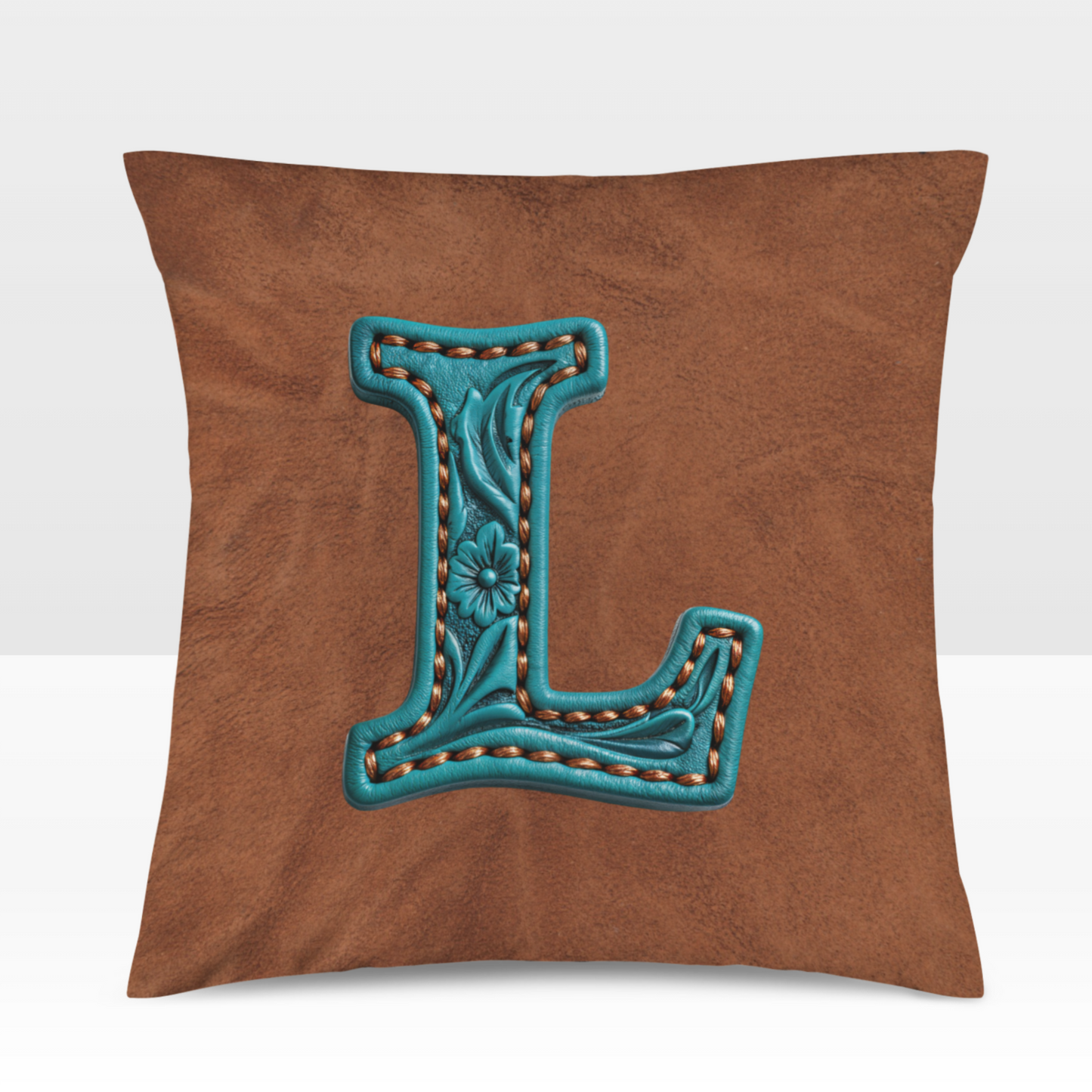 Velvety Soft Western Tooled Initial Personalized Pillow Cover Made in America