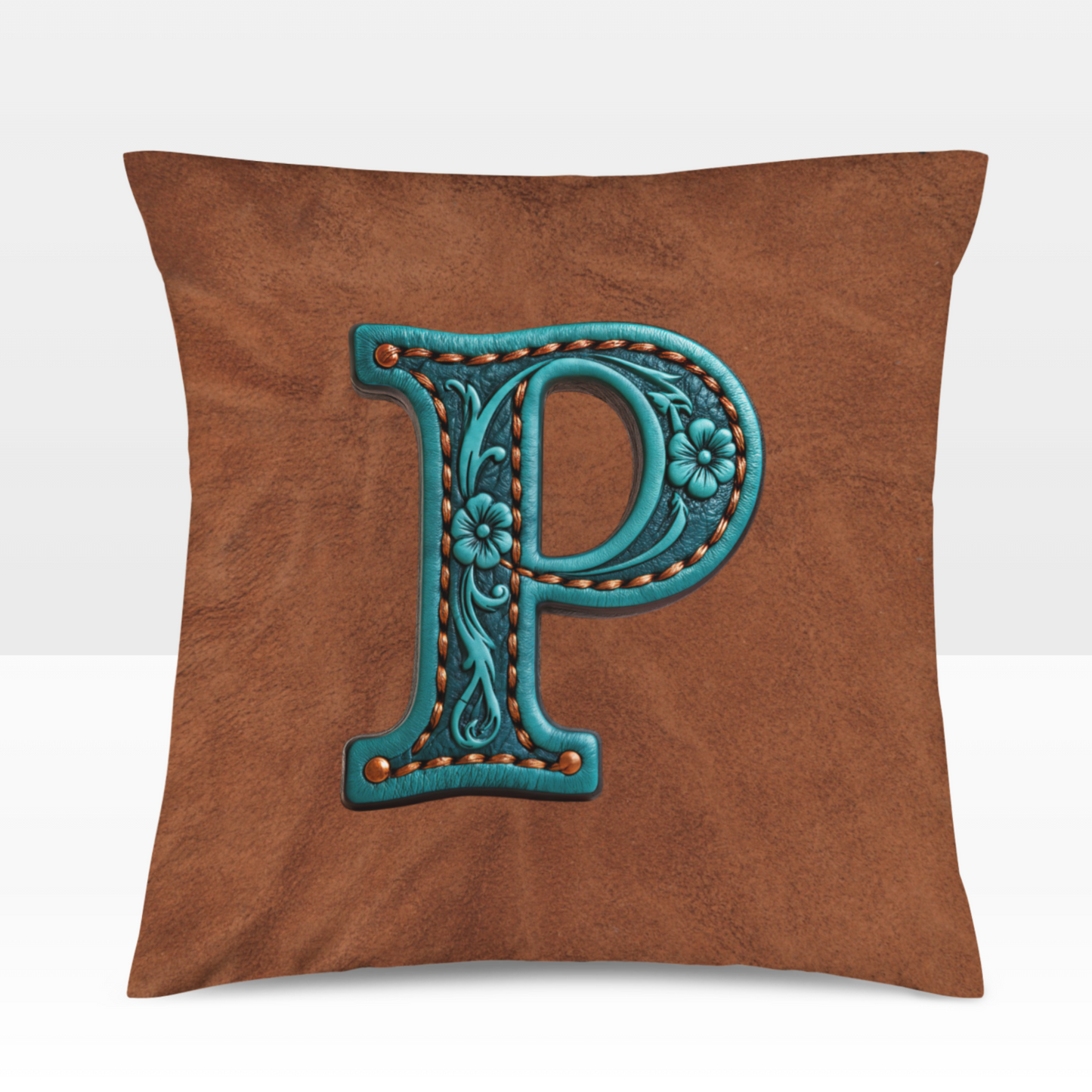 Velvety Soft Western Tooled Initial Personalized Pillow Cover Made in America