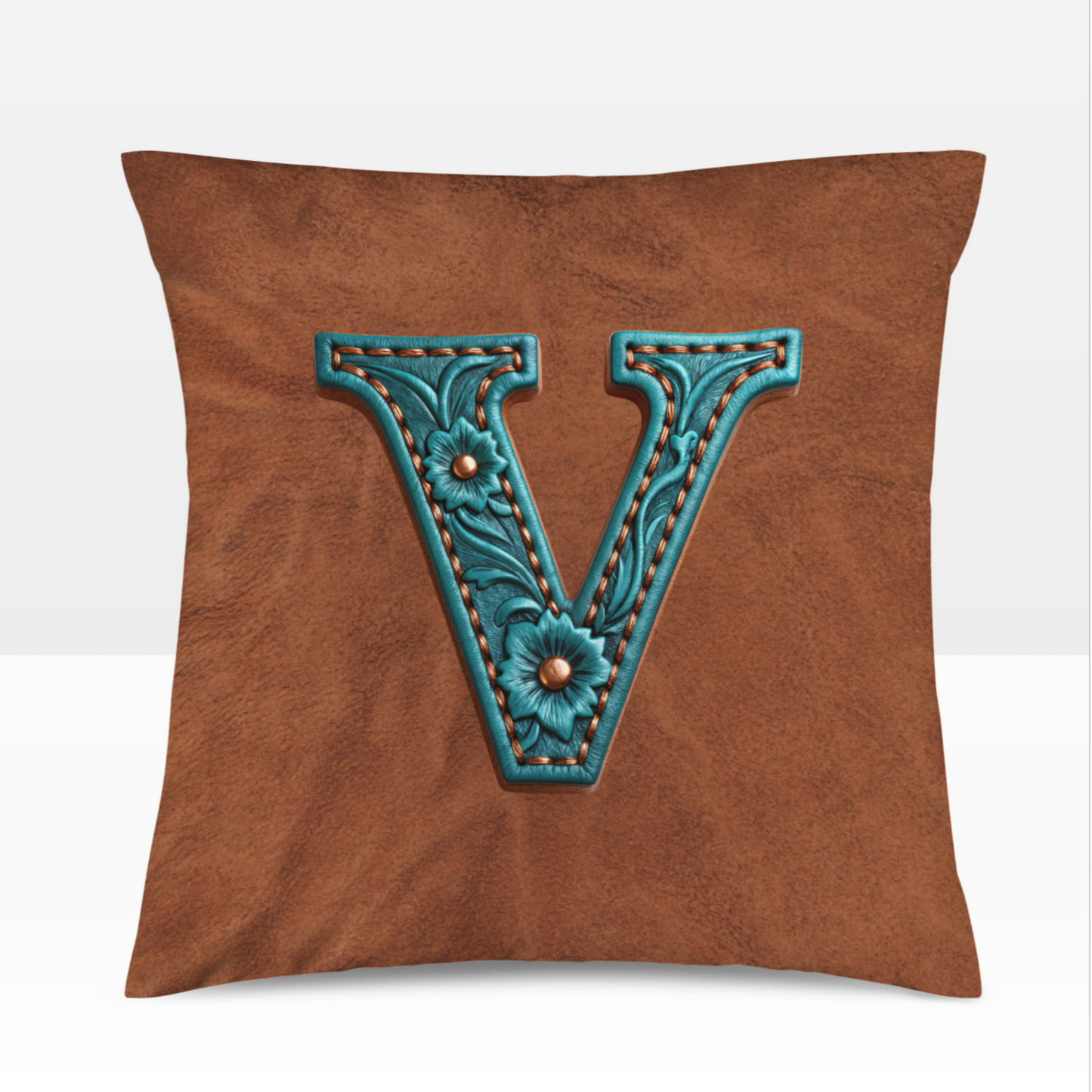 Velvety Soft Western Tooled Initial Personalized Pillow Cover Made in America