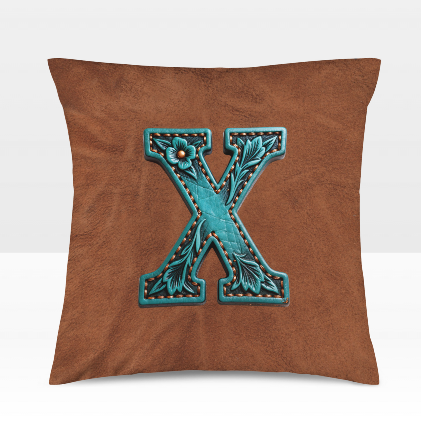 Velvety Soft Western Tooled Initial Personalized Pillow Cover Made in America