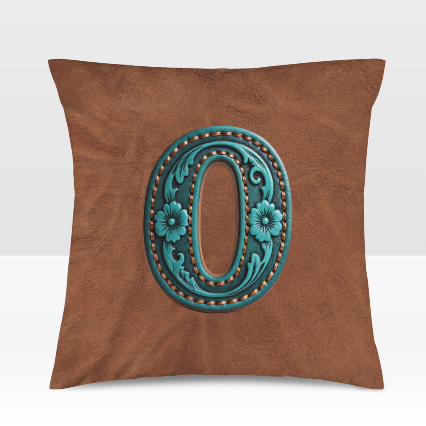 Velvety Soft Western Tooled Initial Personalized Pillow Cover Made in America