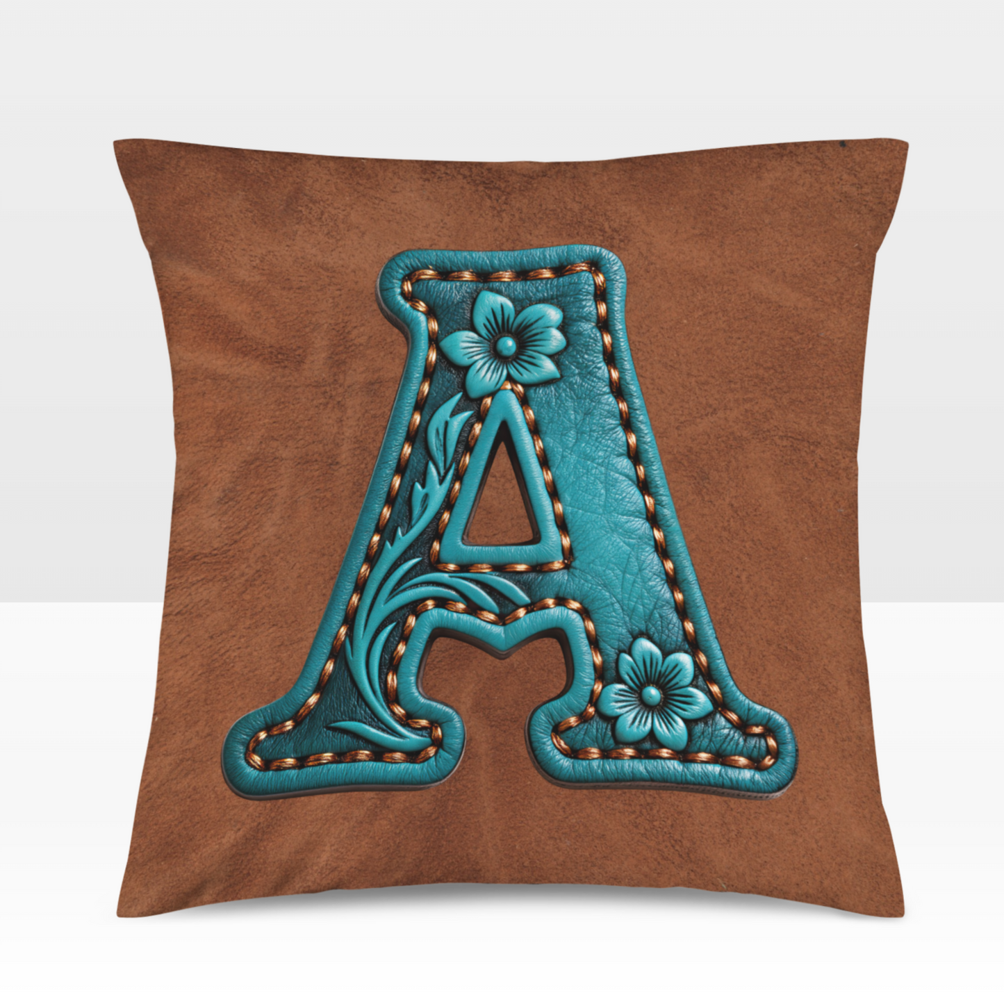 Velvety Soft Western Tooled Initial Personalized Pillow Cover Made in America