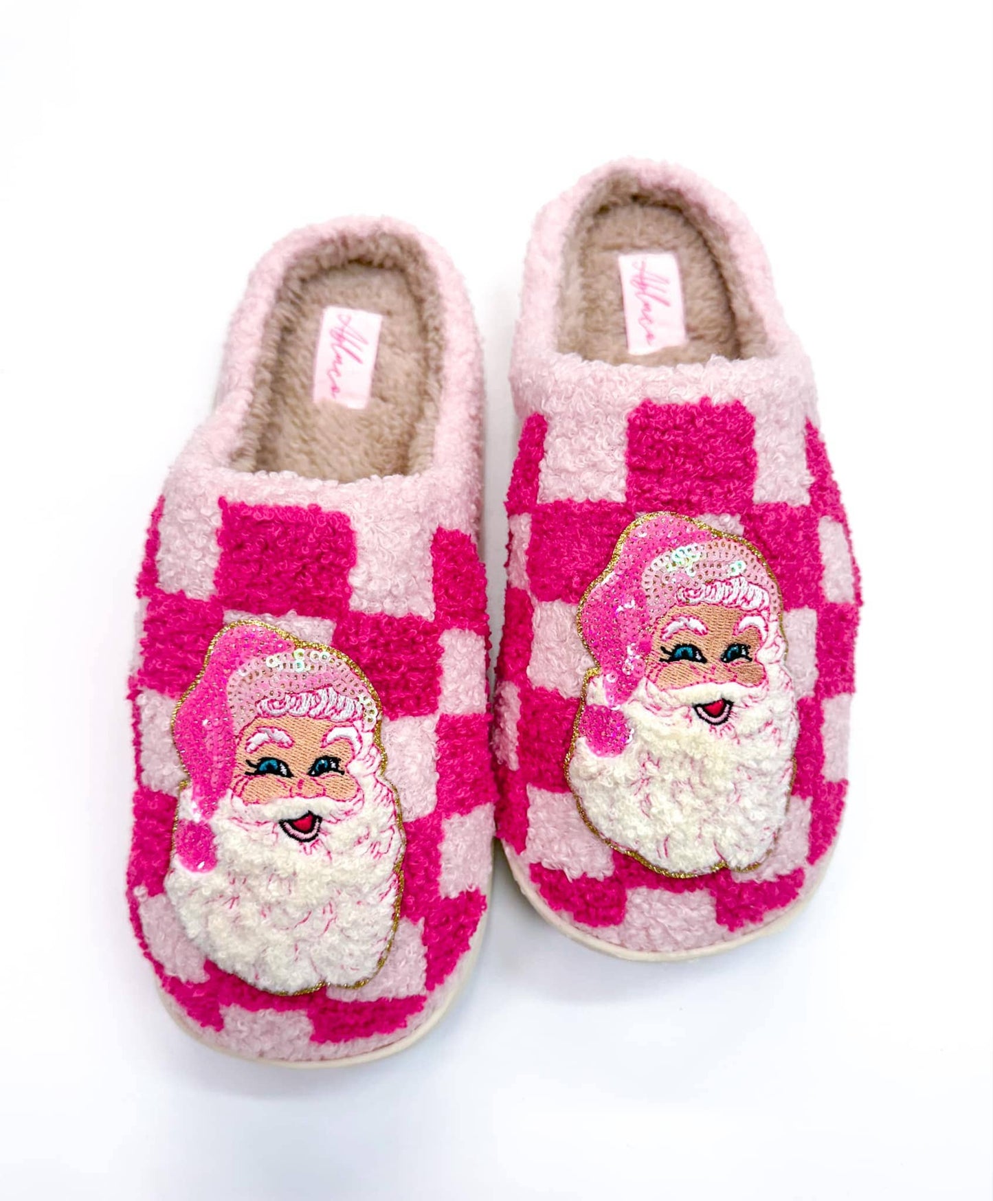 Hot Pink Checkered Warm Slippers