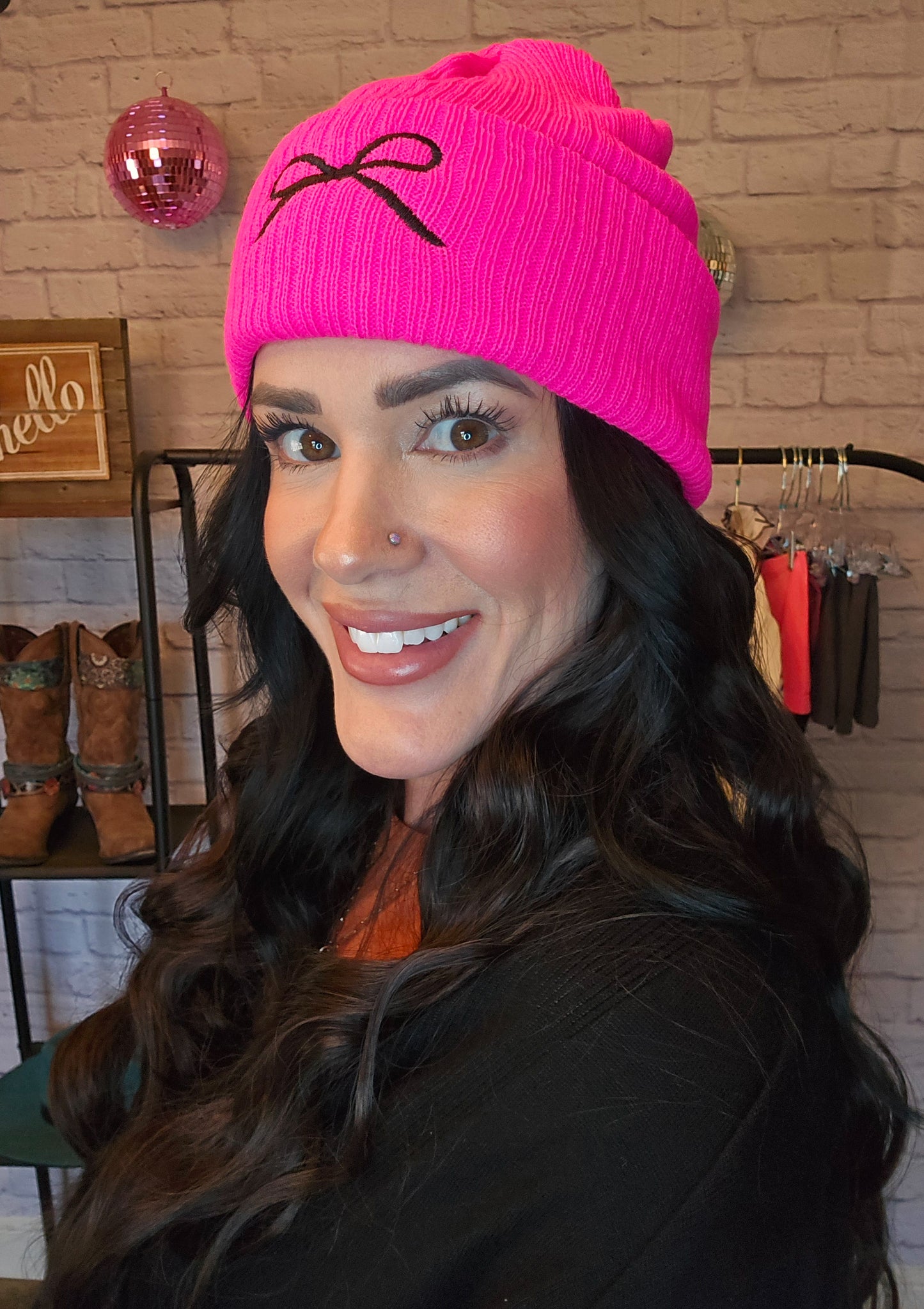 Coquette Bow Embroidered Knitted Beanie