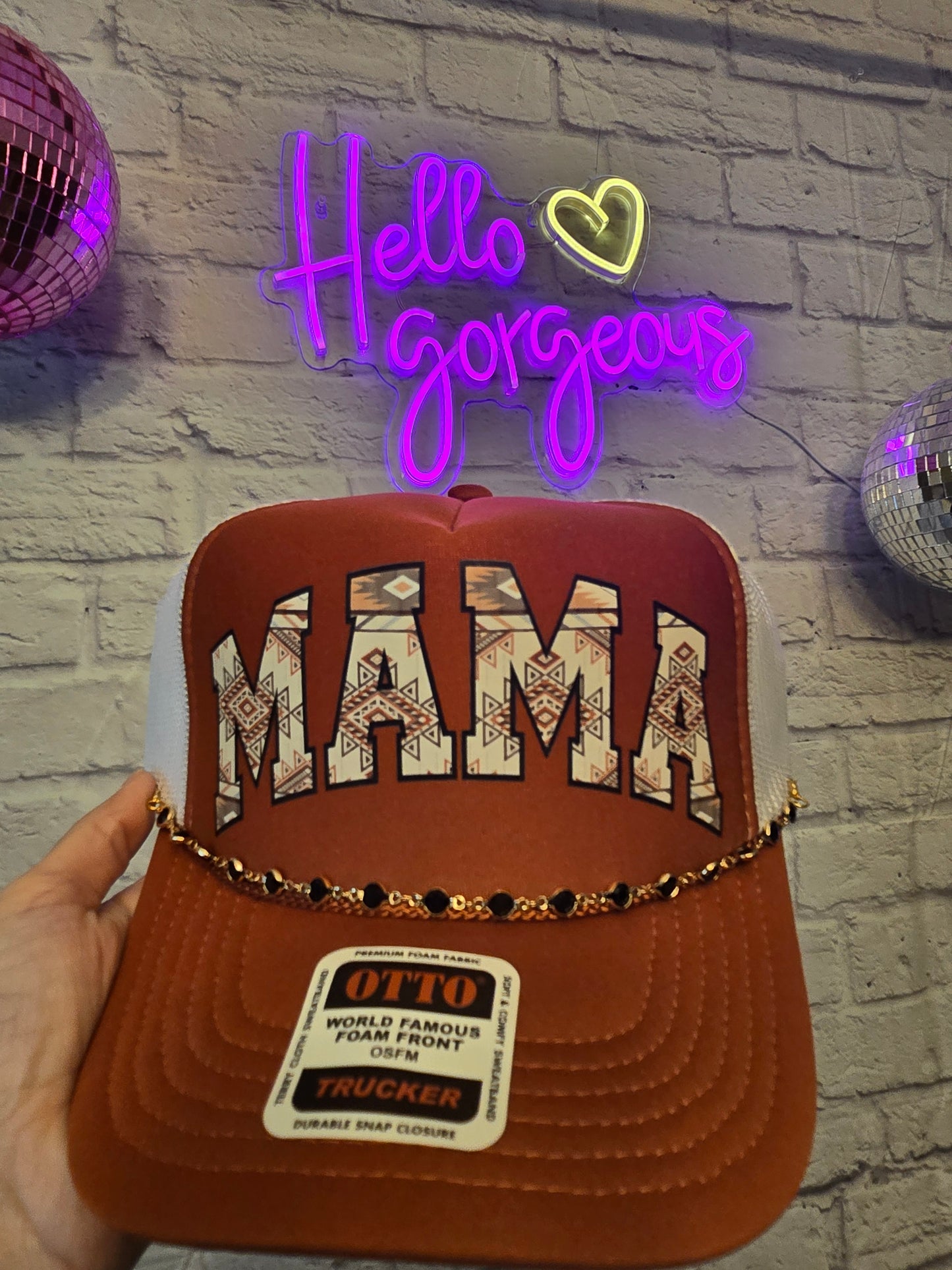 Aztec Mama Graphic Print Trucker Hat