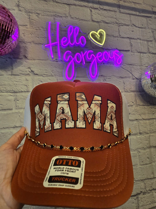 Aztec Mama Graphic Print Trucker Hat