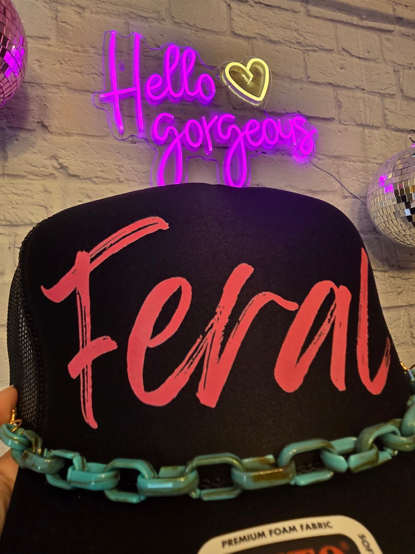 Feral Graphic Trucker Hat & Turquoise Chain