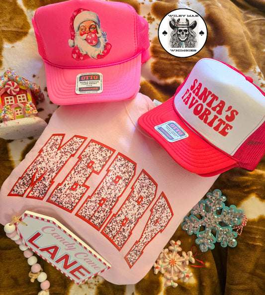 Sequin Merry Christmas -  Pale Pink Sweatshirt 🎄