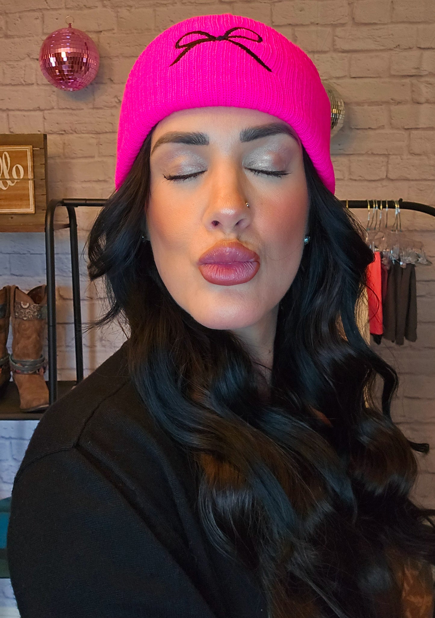 Coquette Bow Embroidered Knitted Beanie